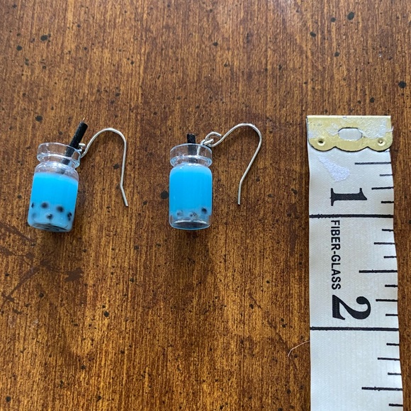 Blue Bubble Boba Tea Fish Hook Earrings (NWOT) - Picture 2 of 4